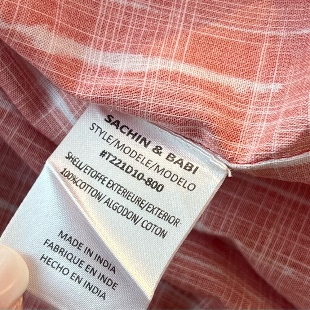 Sachin & Babi Lola Striped Orange Shibori Puff Sleeve Mini Dress Women’s Small - Picture 8 of 8
